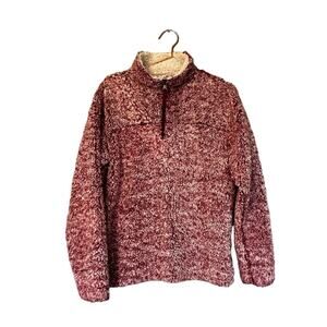 ODDY pink red sherpa popcorn pull over sweatshirt size small